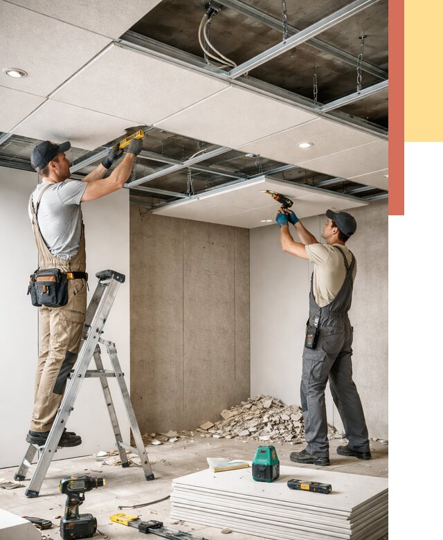 Монтаж акустического потолка в Ступино от 6756 руб/м2 — быстро и недорого | ОТДЕЛОЧНИК-Стп