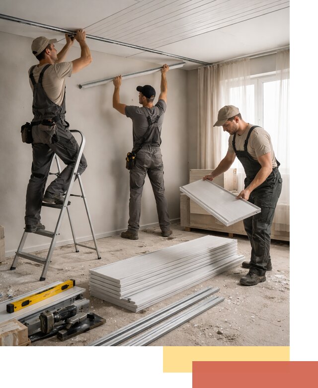 Монтаж потолка из ПВХ панелей в Ступино оперативно и качественно