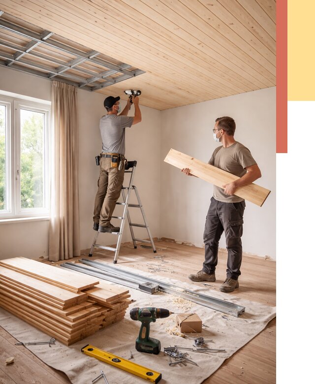 Монтаж потолка из вагонки в Ступино от 6756 руб. | Быстро и недорого — ОТДЕЛОЧНИК-Стп