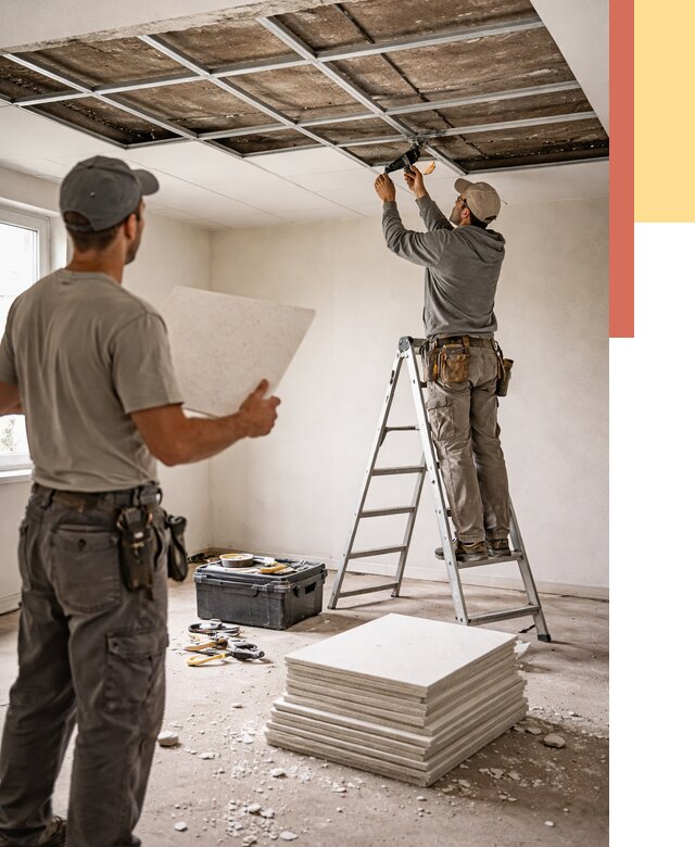 Замена плит подвесного потолка в Ступино от 1819 руб. быстро и недорого | ОТДЕЛОЧНИК-Стп