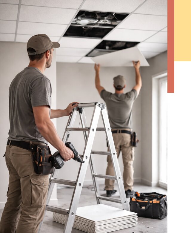 Обслуживание подвесного потолка в Ступино от 3638 руб. — быстро и недорого | ОТДЕЛОЧНИК-Стп