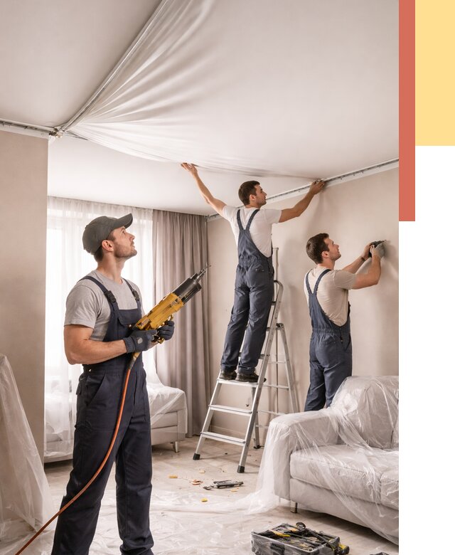 Установка натяжного потолка в Ступино от 4677 руб. | Быстро и недорого — ОТДЕЛОЧНИК-Стп