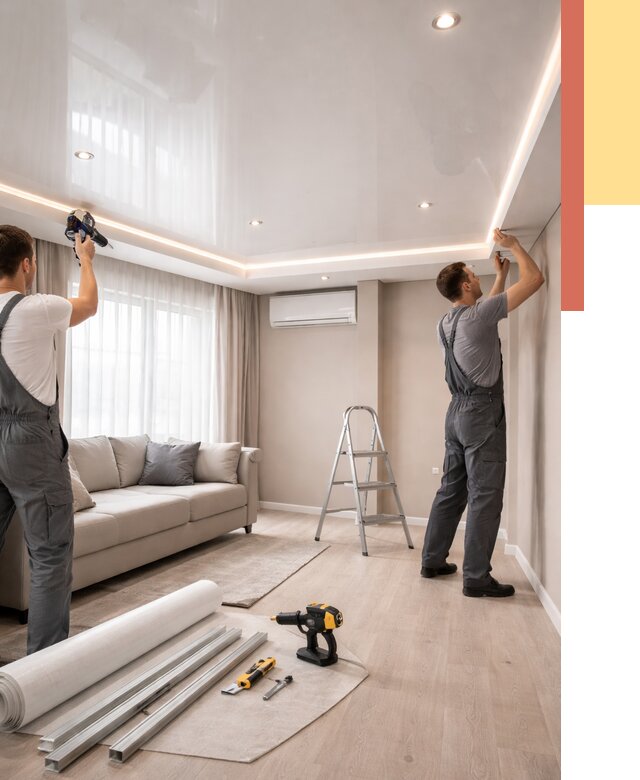 Монтаж глянцевого натяжного потолка в Ступино от 780 руб. под ключ | ОТДЕЛОЧНИК-Стп