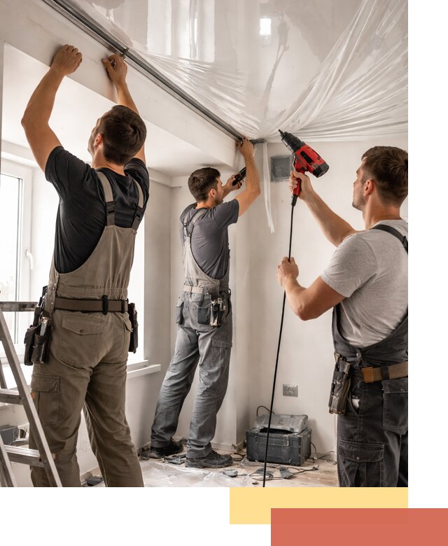 Монтаж глянцевого натяжного потолка в Ступино быстро и качественно