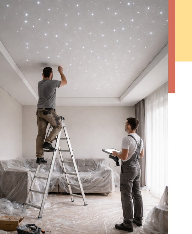 Монтаж натяжного потолка «звездное небо» в Ступино от 6756 руб. | ОТДЕЛОЧНИК-Стп