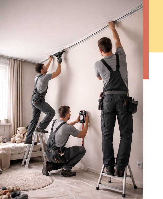 Монтаж натяжного потолка в детской в Ступино от 3638 руб. — быстро и недорого | ОТДЕЛОЧНИК-Стп