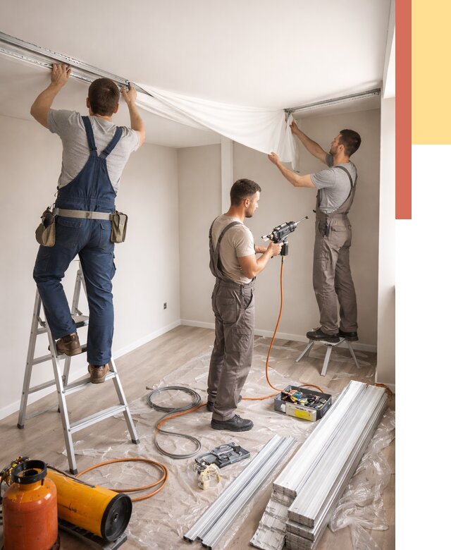 Монтаж натяжного потолка в студии в Ступино от 5717 руб. — быстро и недорого | ОТДЕЛОЧНИК-Стп