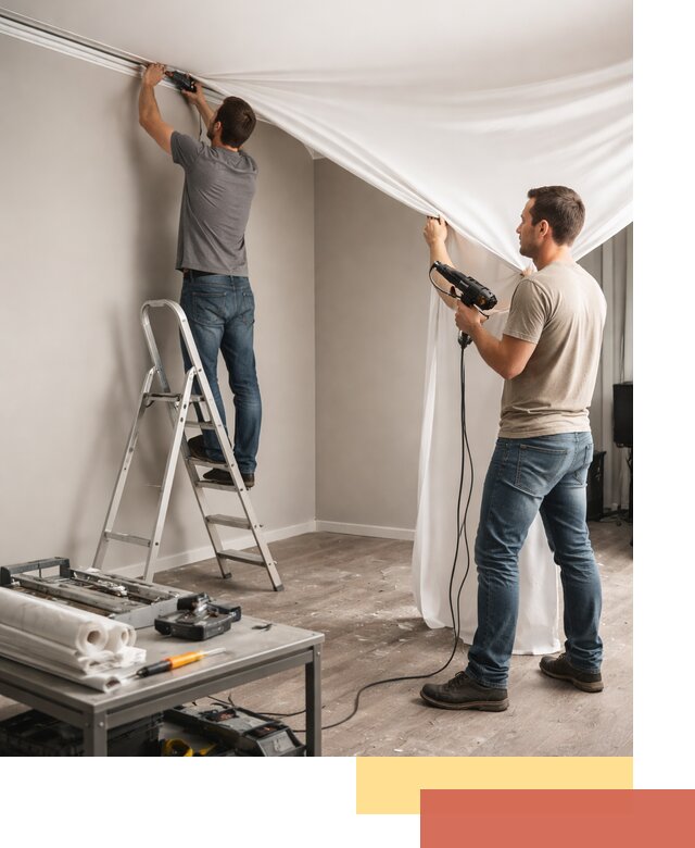 Монтаж натяжного потолка в студии в Ступино