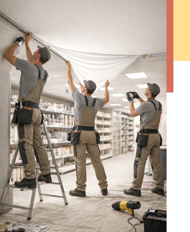 Монтаж натяжного потолка в магазине в Ступино от 4677 руб. быстро и недорого | ОТДЕЛОЧНИК-Стп