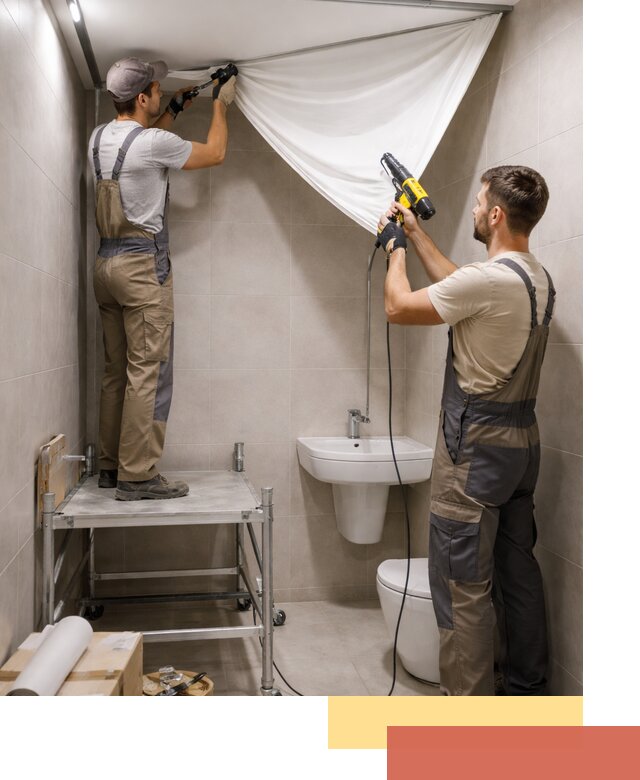 Монтаж натяжного потолка в санузле в Ступино