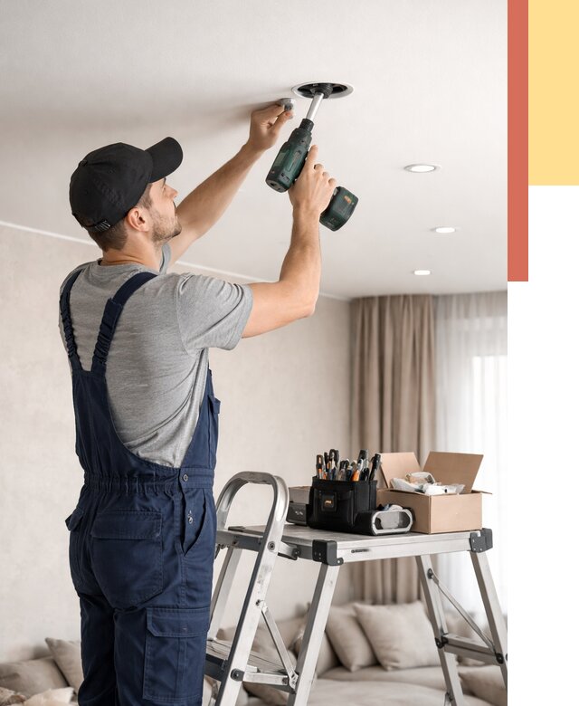 Установка и монтаж точечных светильников в натяжной потолок в Ступино от 1871 руб. | ОТДЕЛОЧНИК-Стп