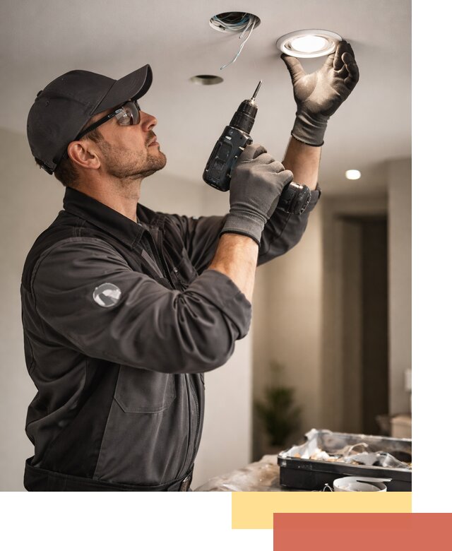 Установка точечных светильников в натяжной потолок в Ступино