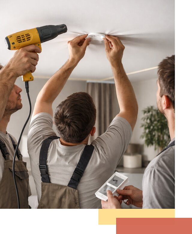 Ремонт прокола полотна натяжного потолка в Ступино