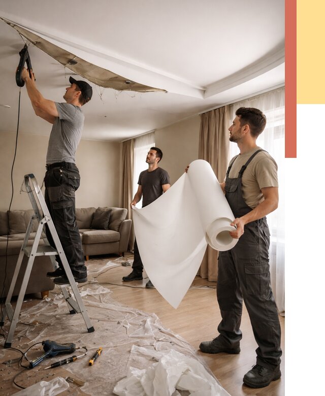 Замена полотна натяжного потолка в Ступино от 9874 руб. быстро и недорого | ОТДЕЛОЧНИК-Стп