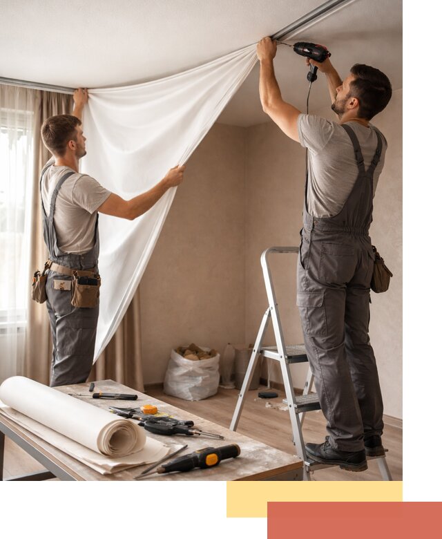 Замена полотна натяжного потолка в Ступино быстро и качественно