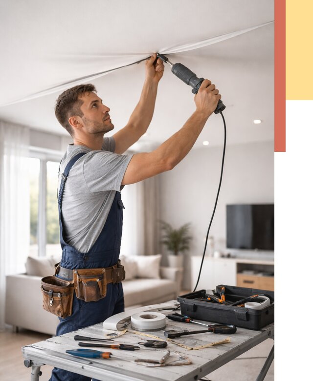 Ремонт натяжных потолков в Ступино от 9874 руб. под ключ — ОТДЕЛОЧНИК-Стп