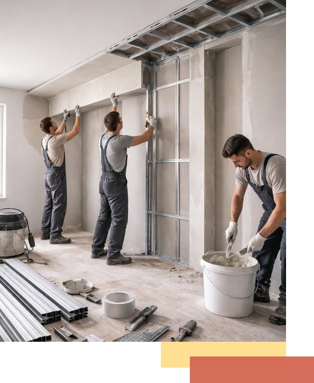 Монтаж потолка из гипсокартона с нишей в Ступино