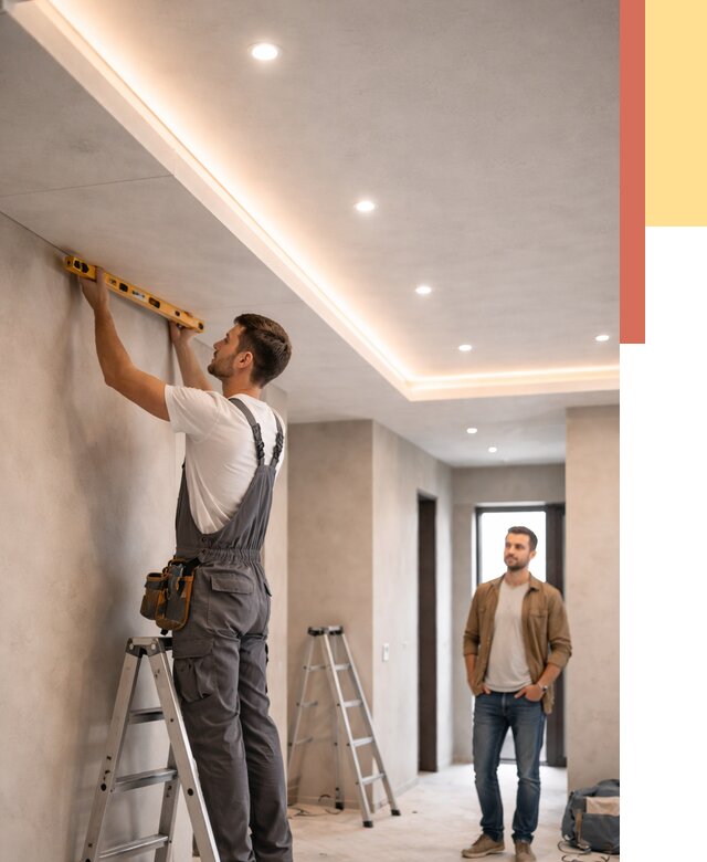 Потолок из гипсокартона с подсветкой в Ступино от 780 руб./м2 под ключ | ОТДЕЛОЧНИК-Стп