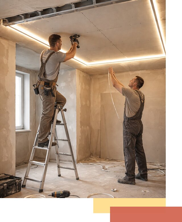 Потолок из гипсокартона с подсветкой в Ступино