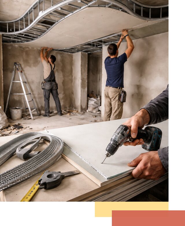 Криволинейный потолок из гипсокартона в Ступино — монтаж и отделка