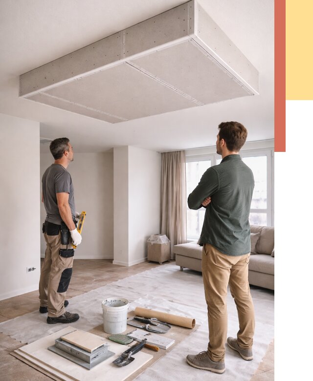 Короб на потолке из гипсокартона в Ступино от 2287 руб. — монтаж и услуги под ключ | ОТДЕЛОЧНИК-Стп