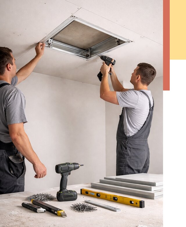 Установка люка в потолок ГКЛ в Ступино от 2599 руб. под ключ | ОТДЕЛОЧНИК-Стп