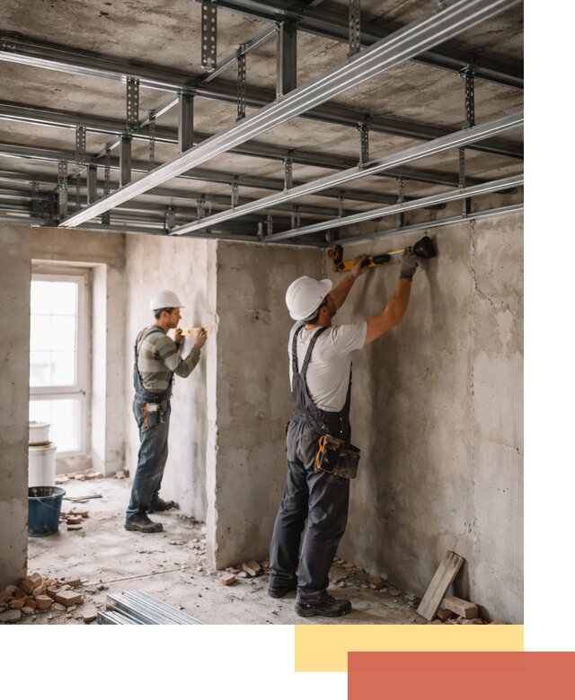 Монтаж каркаса потолка из профильного профиля в Ступино