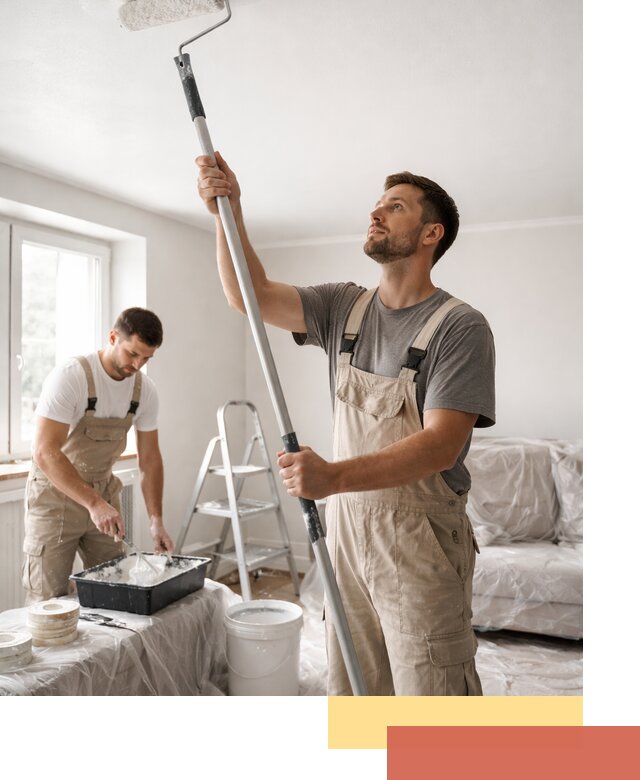 Покраска потолка водоэмульсионной краской в Ступино