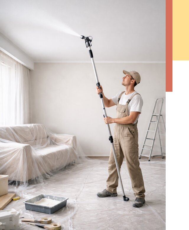 Покраска потолка краскопультом в Ступино от 4677 руб. быстро и недорого | ОТДЕЛОЧНИК-Стп