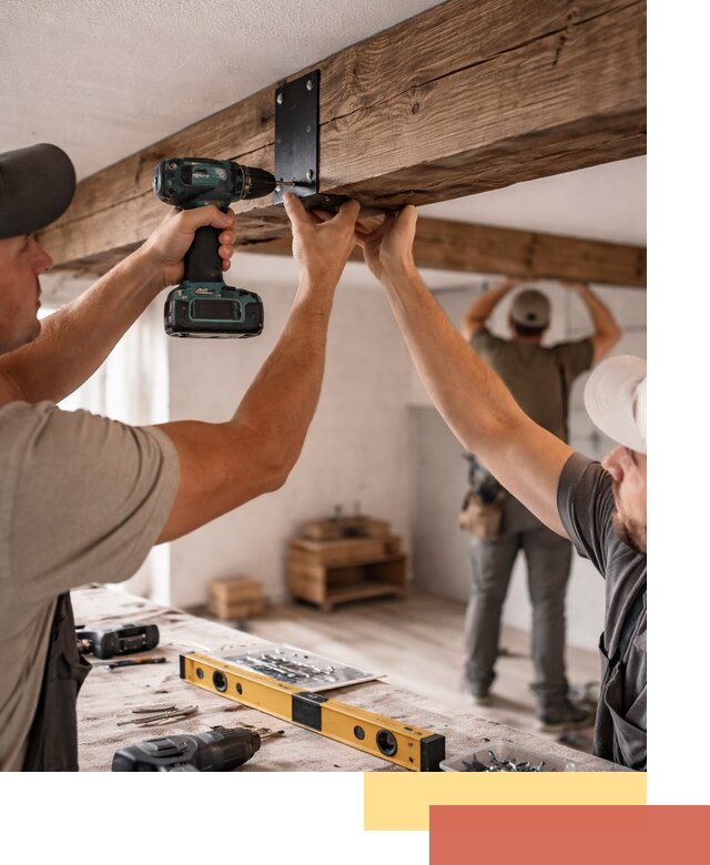 Монтаж декоративных потолочных балок в Ступино